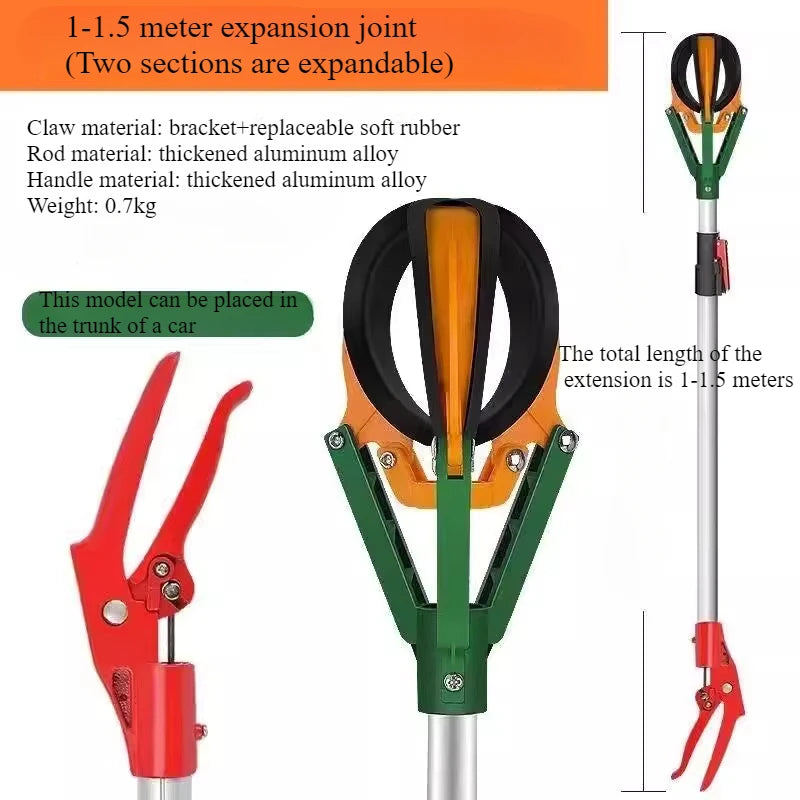 Frugano Pro Obstpflücker Greifer | 3-Klauen Fangkorb | Aluminium Teleskopstange