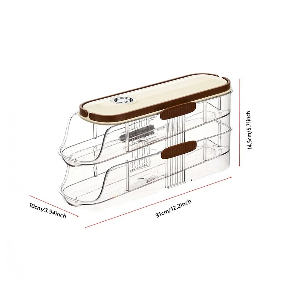 FrischRoll Eierhalter für Kühlschrank | Automatischer Roll-Organizer | Transparente Eier Aufbewahrungsbox stapelbar mit Deckel