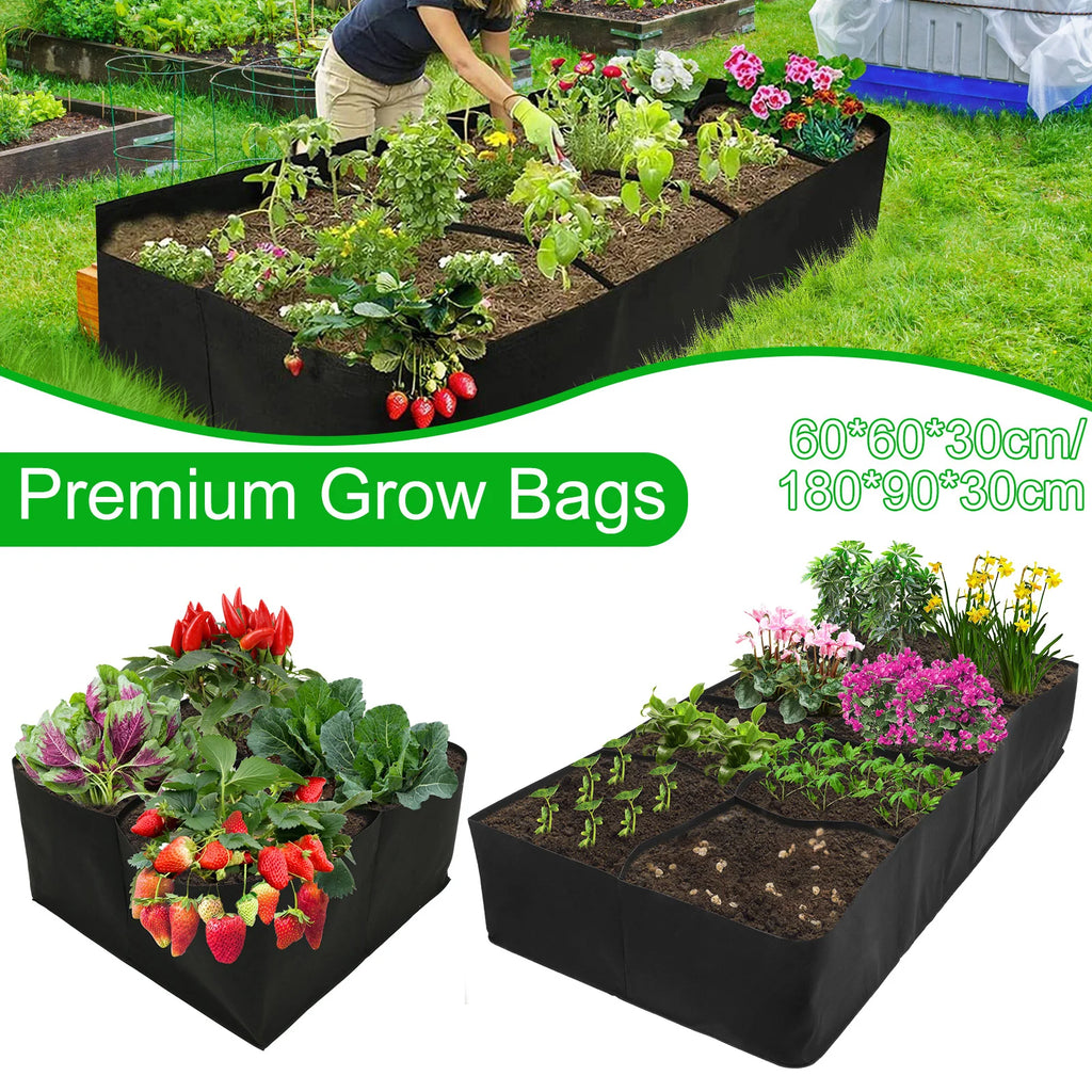 Growvera Hochbeet Pflanzsack | 8 Fächer | Filz Schwarz | 180x90x30 cm