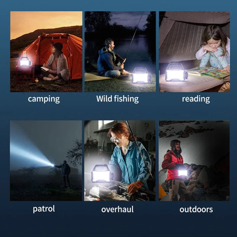 Solvanta | Solar-Campinglaterne mit Powerbank | LED-Suchscheinwerfer & COB-Seitenlicht | Wiederaufladbar