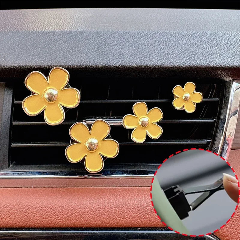 BloomDrive | Auto Duftclip Blumen Design | Aromatherapie Lüftungsclip Set | 4er-Pack