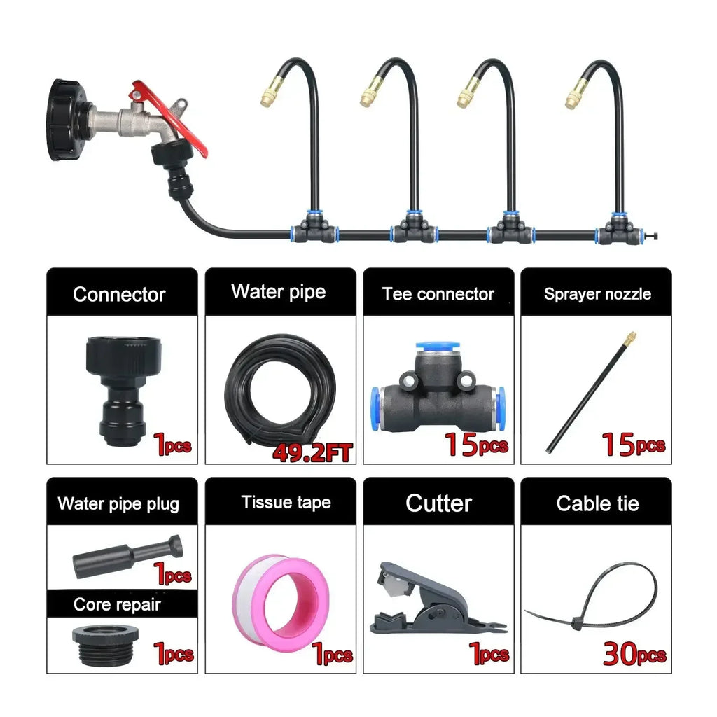 AquaFlex Pro360 Automatic Irrigation System 20 m | 360° Adjustable Spray Nozzles | DIY Mist Irrigation Kit | For Garden, Vegetable Bed & Terrace