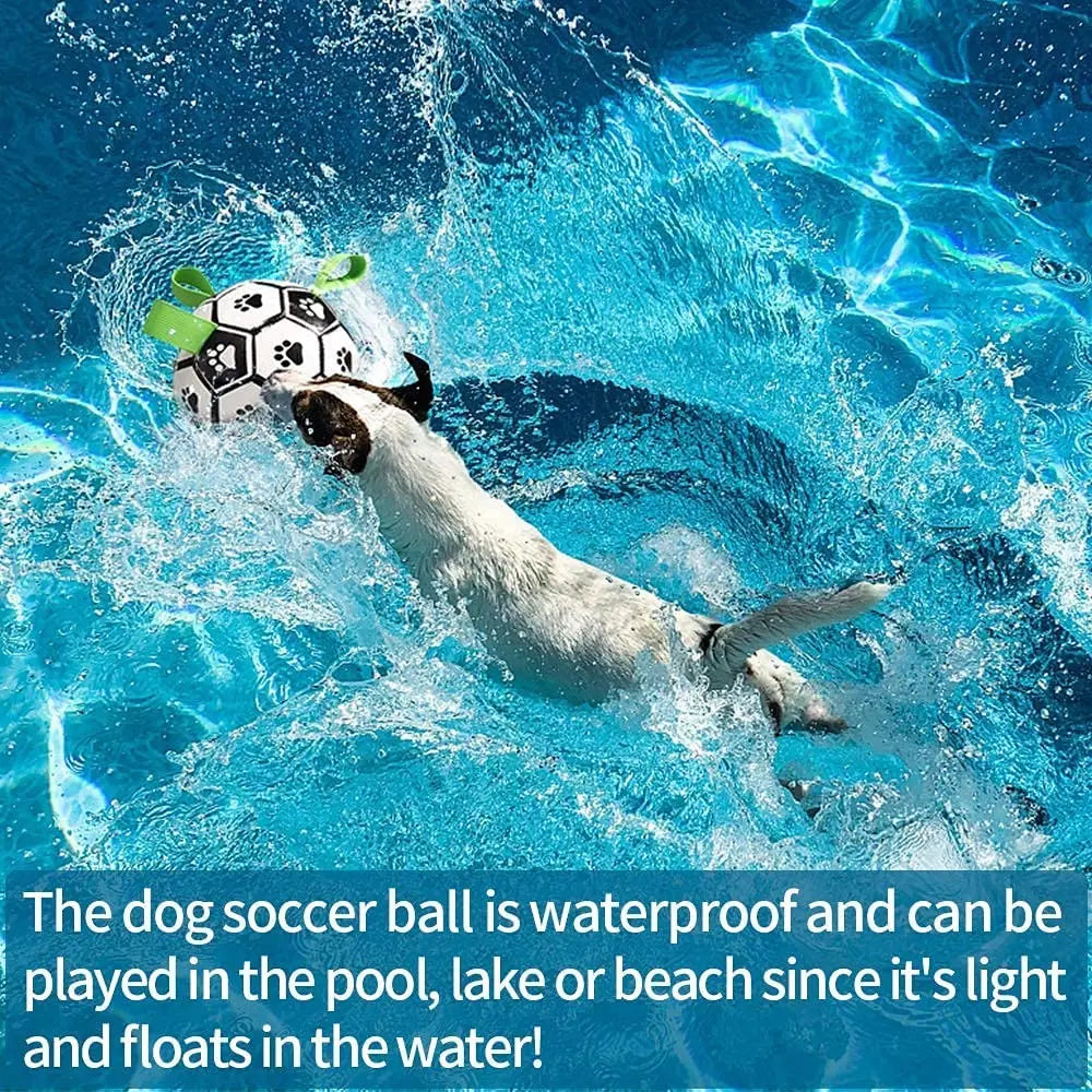 PawBall Pro Hunde Fußball Spielzeug | Interaktiver Trainingsball mit Zugschlaufen | Für große Hunde | Outdoor Apport & Training | PawBall Pro