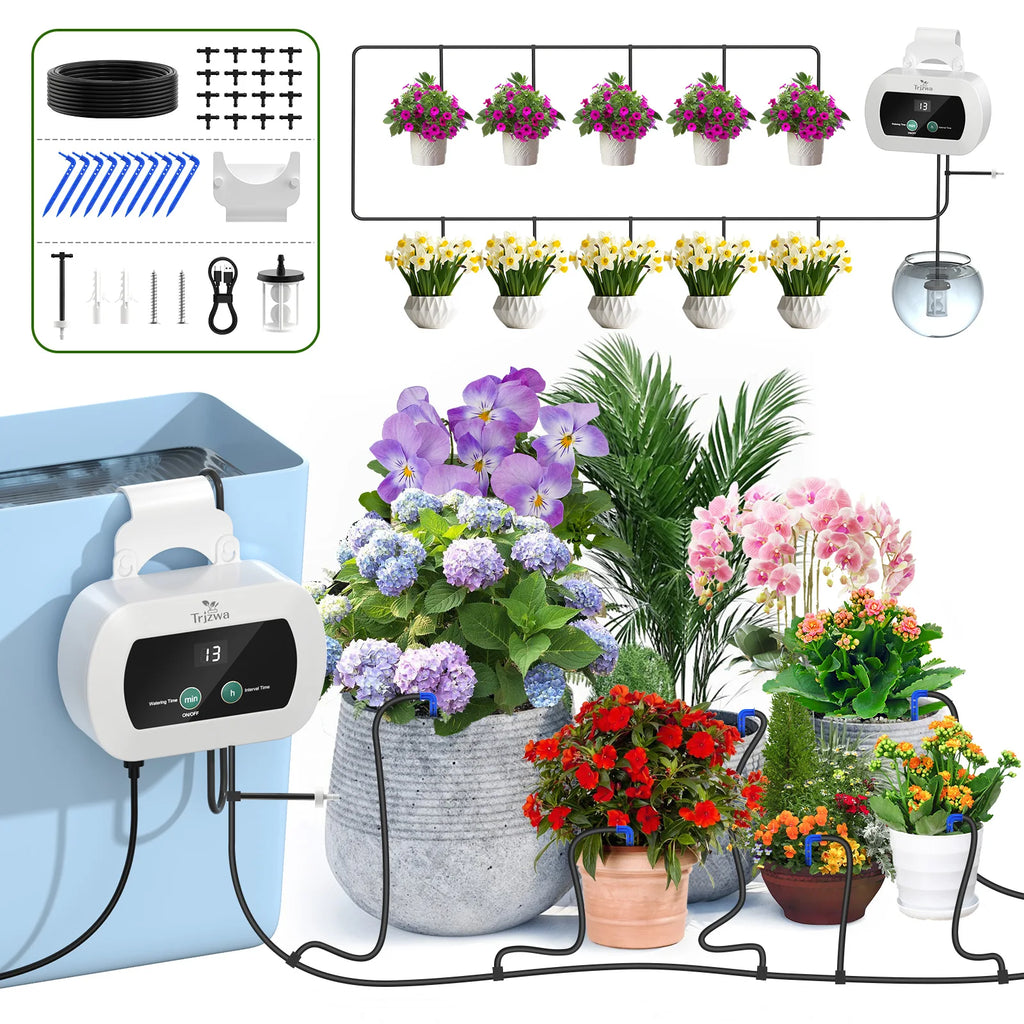 Automatisches Tropfbewässerungssystem | 300 Bewässerungsprogramme | USB-C Pflanzenbewässerung | PlantaFlow