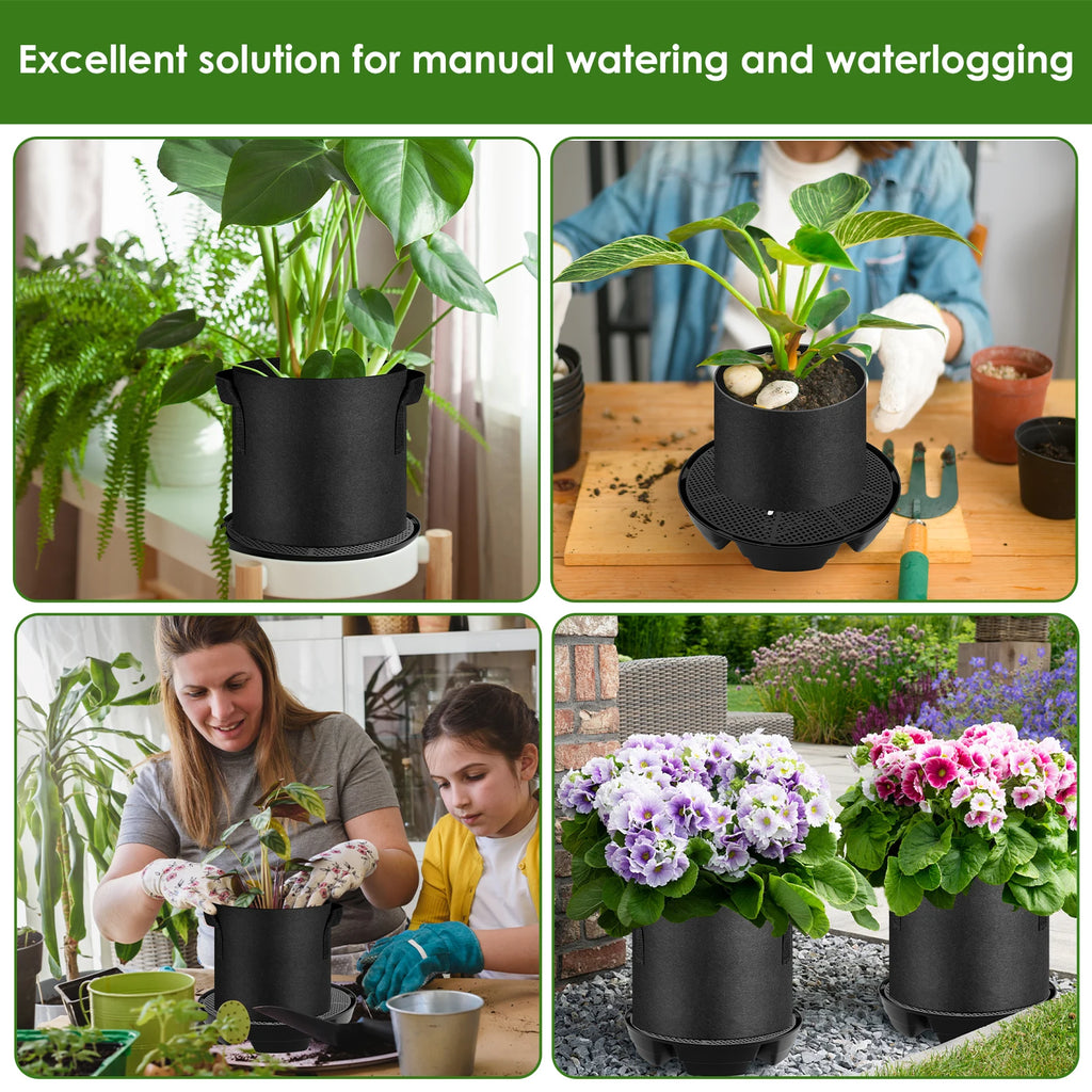 HydroTray Selbstbewässernde Pflanzenuntersetzer | 2,8 L Wasserreservoir | 4er Set