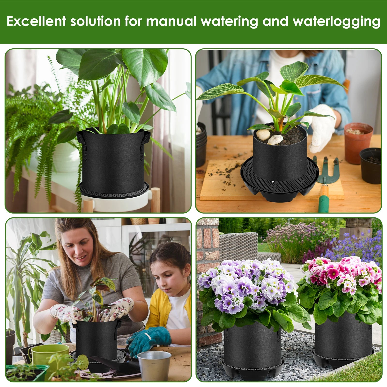 HydroTray Selbstbewässernde Pflanzenuntersetzer | 2,8 L Wasserreservoir | 4er Set