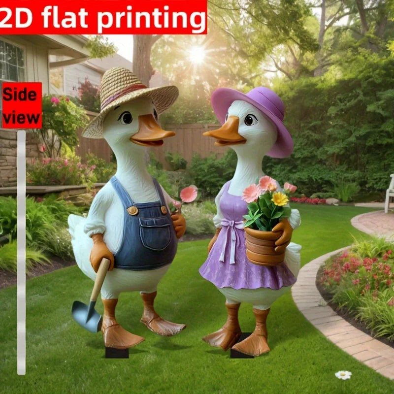 Gartelino Gartenstecker Ente | Verspielte Tierfigur | Acryl | für Rasen & Außenbereich