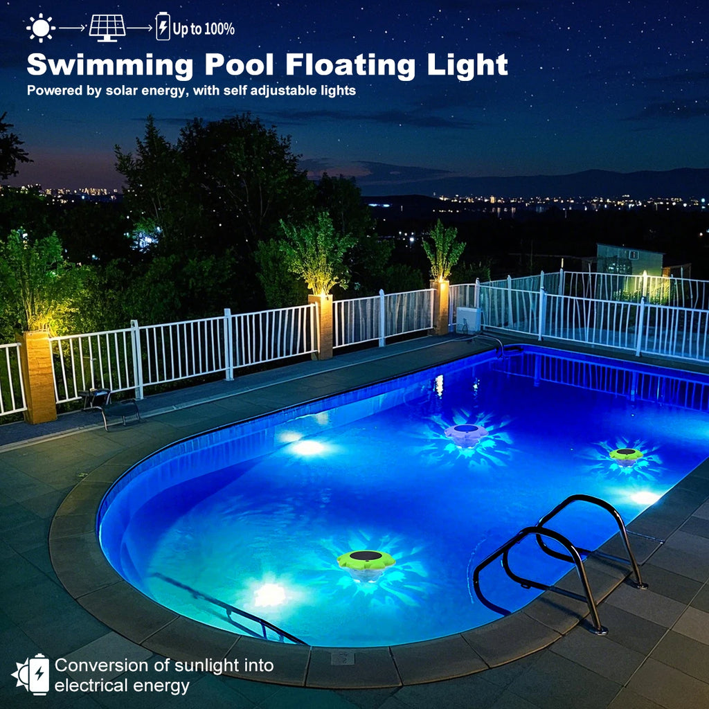 LUMISPHERE Solar Poolleuchte schwimmend | RGB Farbwechsel | IP68 wasserdicht | Automatik Sensor | Outdoor