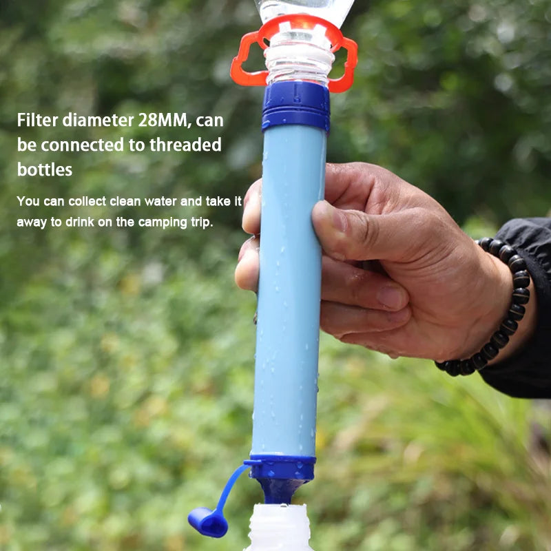 QuellKlar Outdoor Wasserfilter | Direktrink-Filter für Camping | 2.8 cm Anschluss für Gewindeflaschen | Notfall Wasseraufbereitung