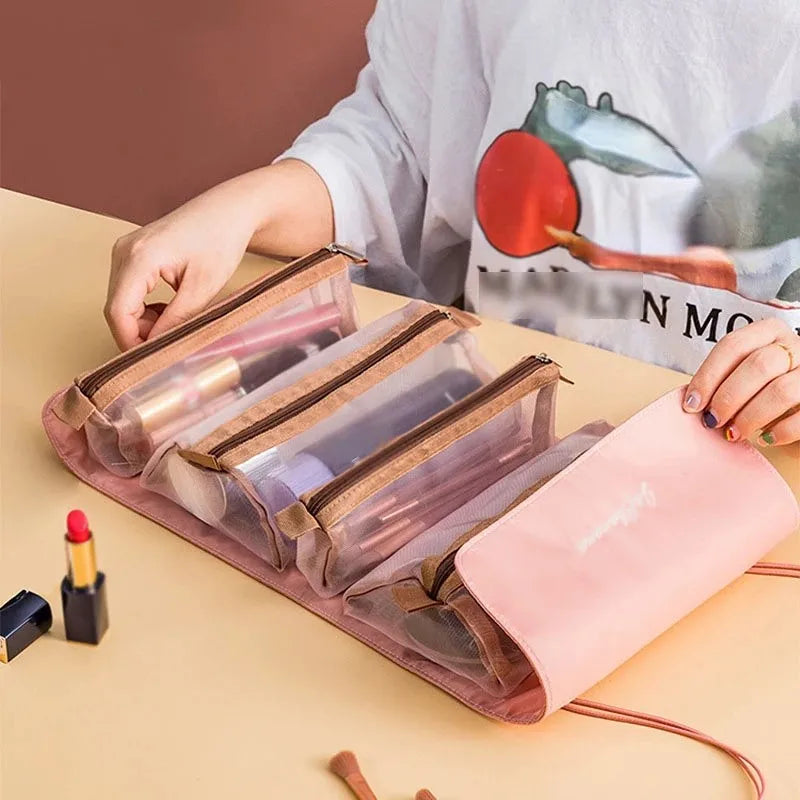 FlexiGlam Bag Abnehmbare Kosmetiktasche 4-in-1 | Große Kapazität & Tragbar | Faltbare Reise-Beauty-Aufbewahrung