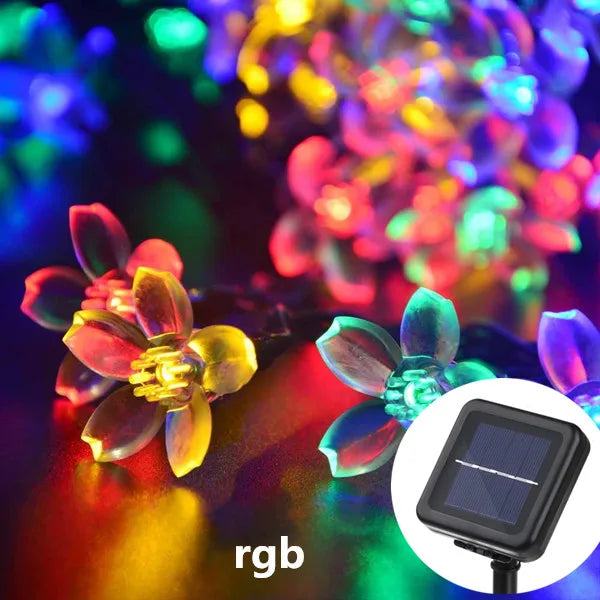Floriva Solar String Lights Outdoor | Flower Design | 8 Modes | IP65 Waterproof | Warm White & RGB | 5 m / 7 m / 12 m