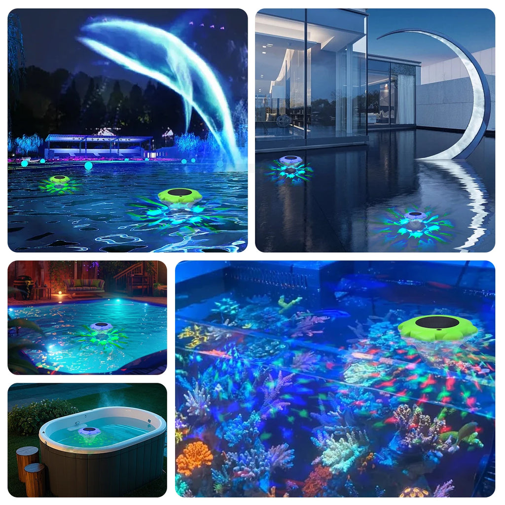 LUMISPHERE Solar Poolleuchte schwimmend | RGB Farbwechsel | IP68 wasserdicht | Automatik Sensor | Outdoor
