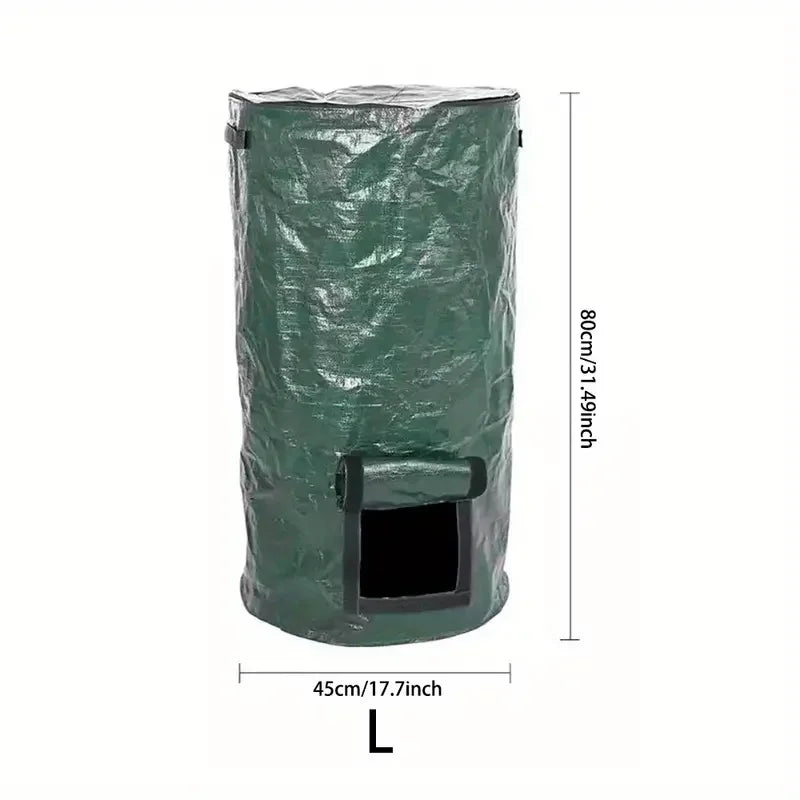 Gartenova | Kompostsack mit Reißverschlussdeckel & Tragegriffen | Wiederverwendbarer Gartenabfallsack | 129 L