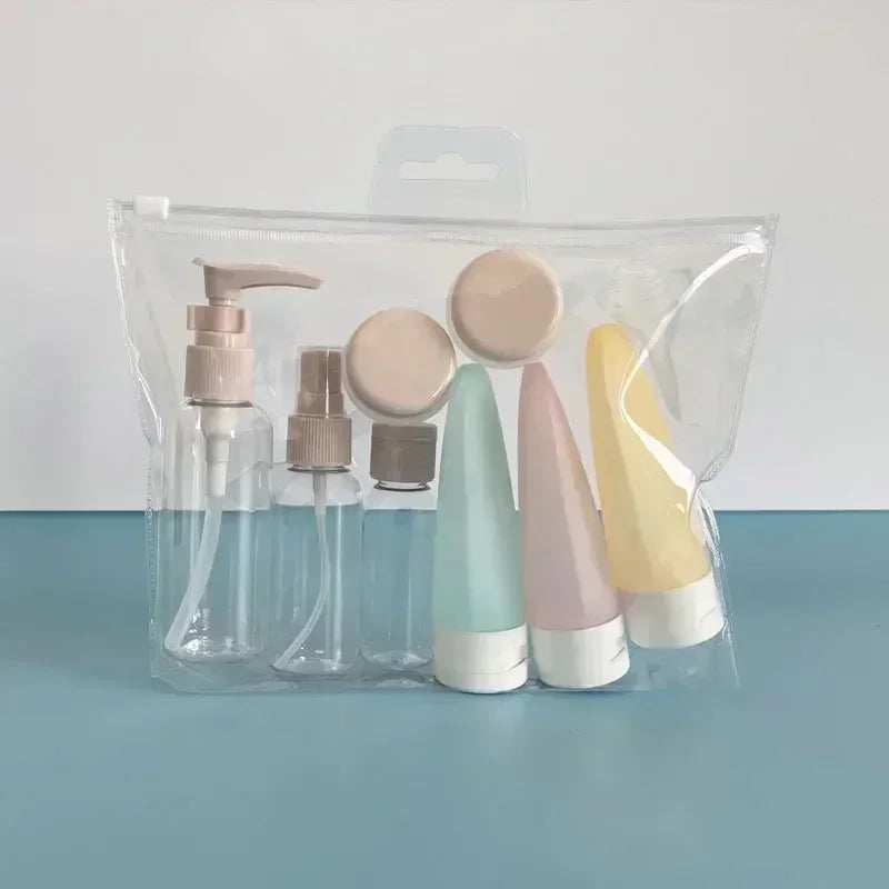 ReiseFüll Reise-Flaschen Set | Nachfüllbar mit Spray & Tuben | Auslaufsicher für Kosmetik | Handgepäck geeignet | Typ A/B