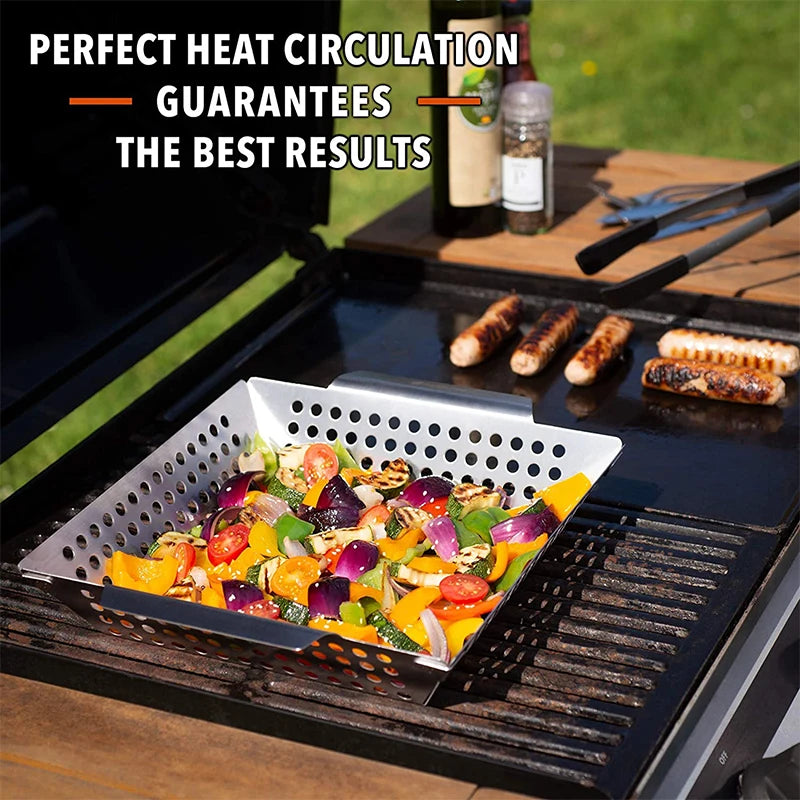 Grillion Grillkorb Edelstahl | Großes BBQ Grillgitter für Gemüse | Gleichmäßiges Garen