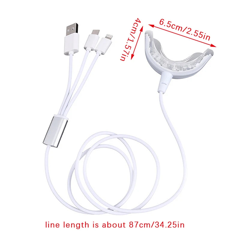 SmileVeya | 3-in-1 Zahnaufhellungslampe | 16 LED Blaulichter | USB Wiederaufladbares Zahnbleaching-System
