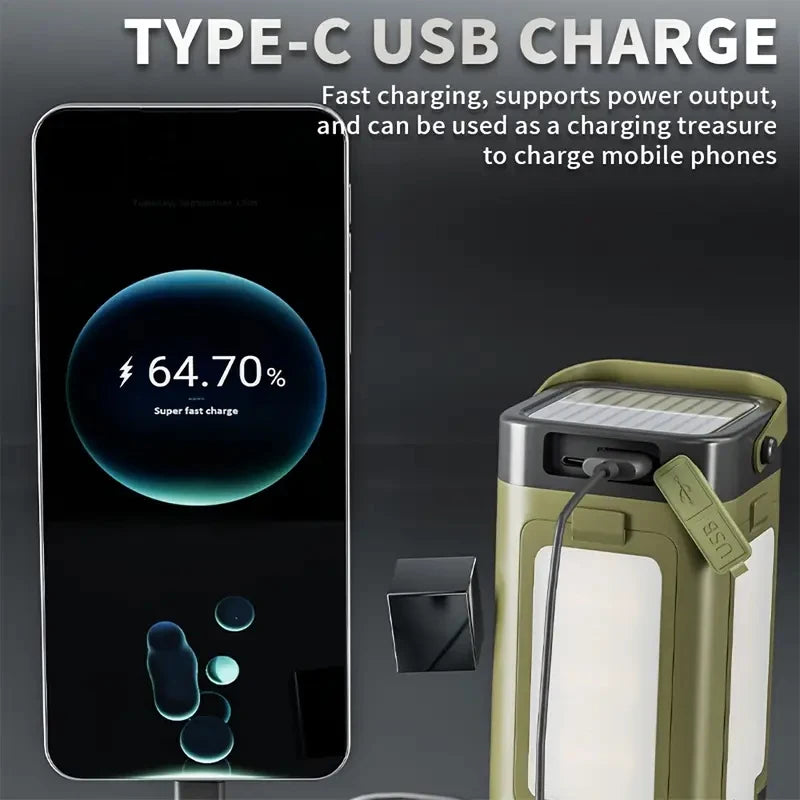 Lumorix | Solar-Campinglampe | Powerbank-Funktion | USB-C Aufladbar | LED-Zeltleuchte | IPX4 Wassergeschützt