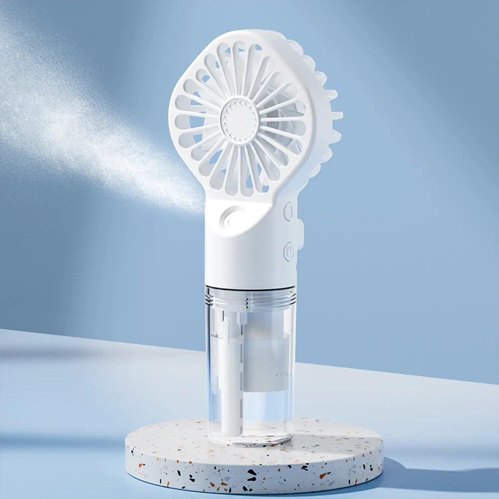 Brisella Air Mini Hand Fan with Humidifier | 4-Level Spray Function | USB Rechargeable | Portable & Quiet
