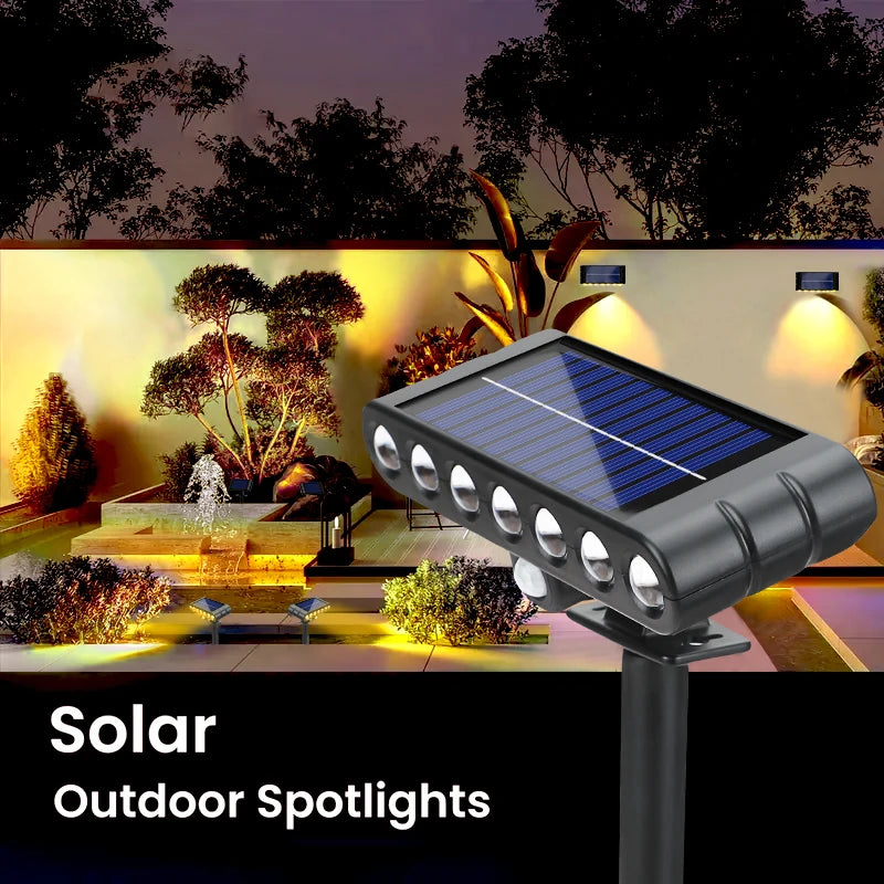Solenza Solar-Gartenstrahler | 7 LED | 120° Verstellbar | Wetterfest | Warmweiße Außenbeleuchtung