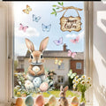 FrühlingsGlanz Großer Oster-Fensteraufkleber | Hase, Küken, Ei & Schmetterling | Statische Glasfolie 60x30 cm