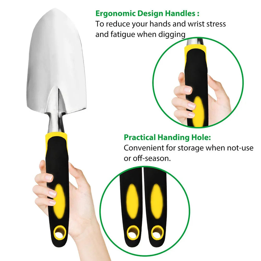 Erdwerk Gartenwerkzeug Set 4-teilig | Edelstahl | Mit Handschuhen | Ergonomische Griffe