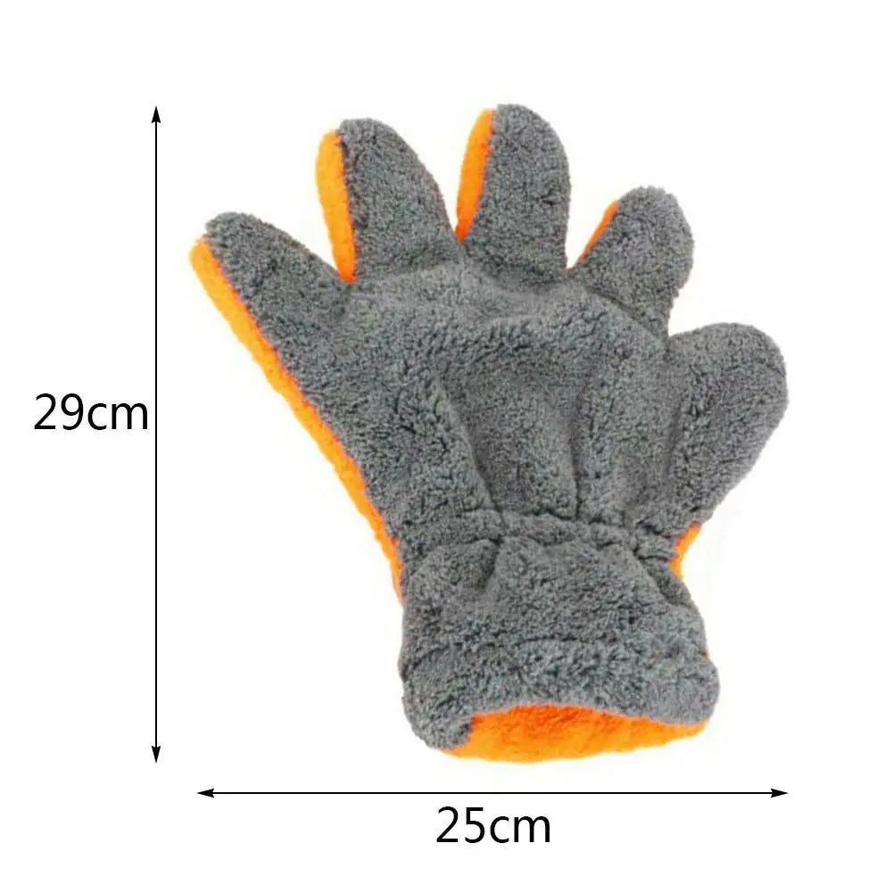 AutoGlanzor Auto Waschhandschuh | Doppelseitige Mikrofaser Reinigungshandschuhe | Kratzfreier 5-Finger Waschhandschuh