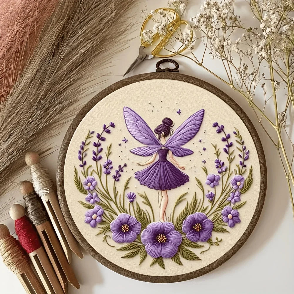 Fadenzauber DIY Stickset Elfenmädchen | Handstickerei Set mit 20 cm Stickrahmen | Anfänger Komplettset