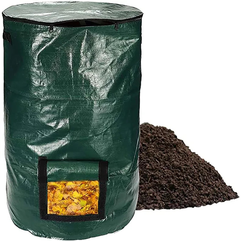 Gartenova | Kompostsack mit Reißverschlussdeckel & Tragegriffen | Wiederverwendbarer Gartenabfallsack | 129 L