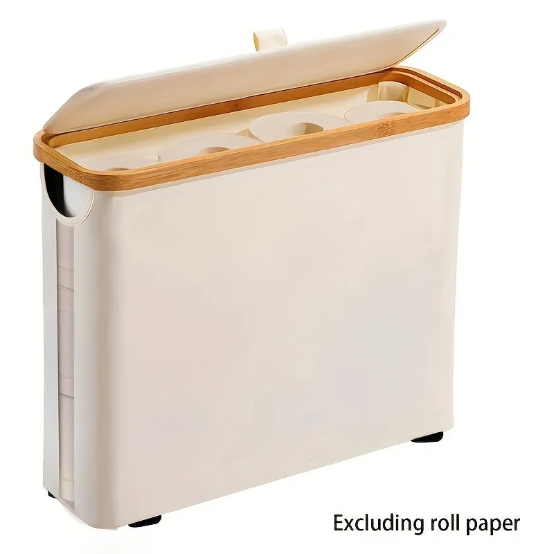 Bamburova Toilettenpapierhalter mit Korb | Bambus | Faltbar | Badezimmer Aufbewahrung