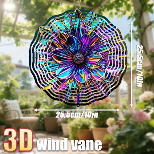 AeroBloom 3D Windspinner Blume | Metall & Aluminium | 25 cm Regenbogen Windrad für Garten | 360° Drehbar