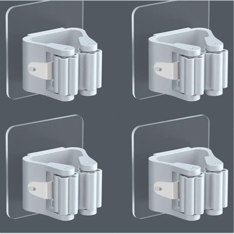 FixoGrip Mop Holder | Self-Adhesive & Waterproof | Wall Mount Without Drilling | Set of 4
