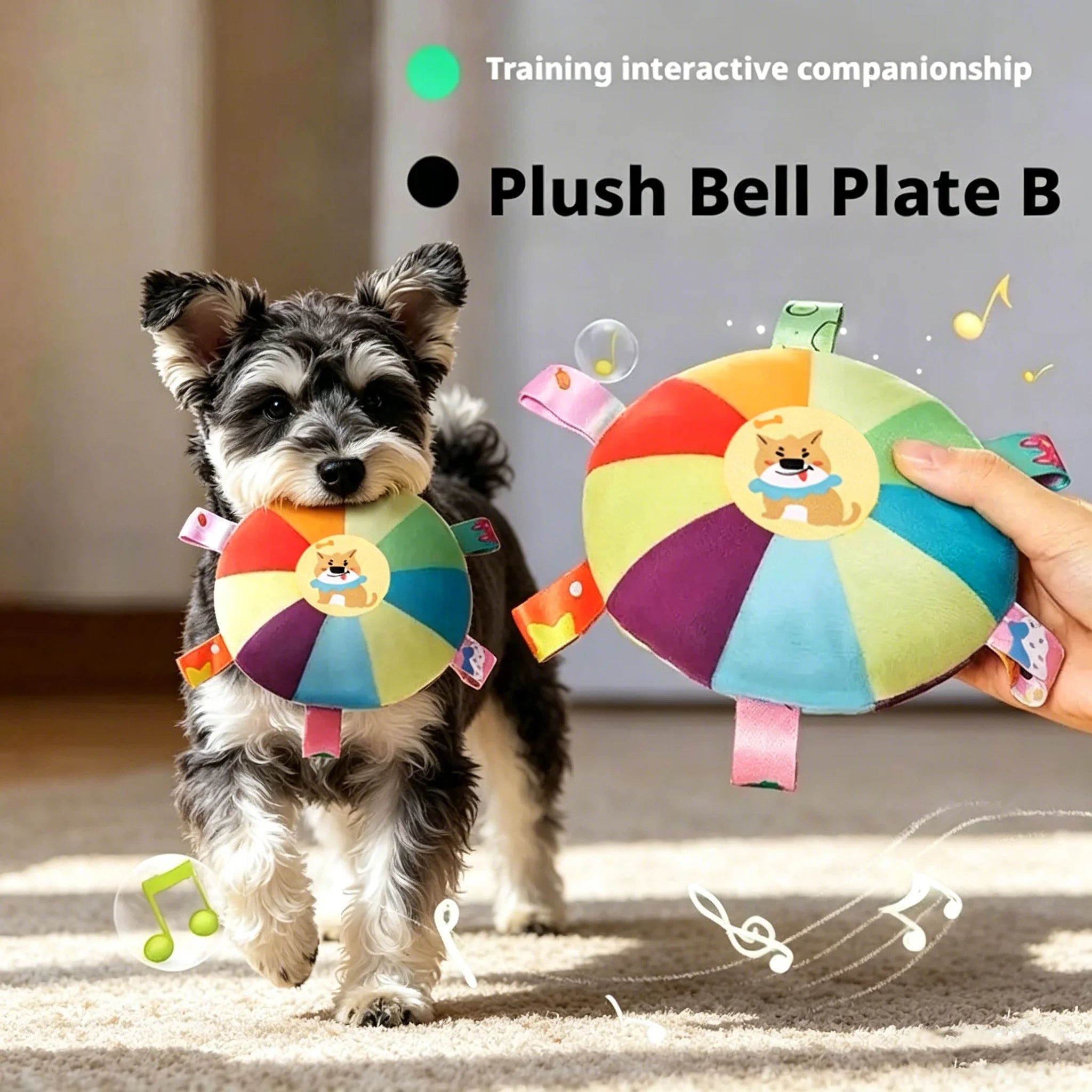 BiteBello Hundespielzeug Plüsch Frisbee | Quietschend | Cartoon-Design | Für Welpen & kleine Hunde | Bissfest & verschleißfest
