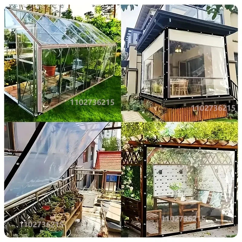 ClariShield | Transparente Schutzplane | Wasserdichte Gartenplane | 2 x 2 m Wind- & Regenschutz
