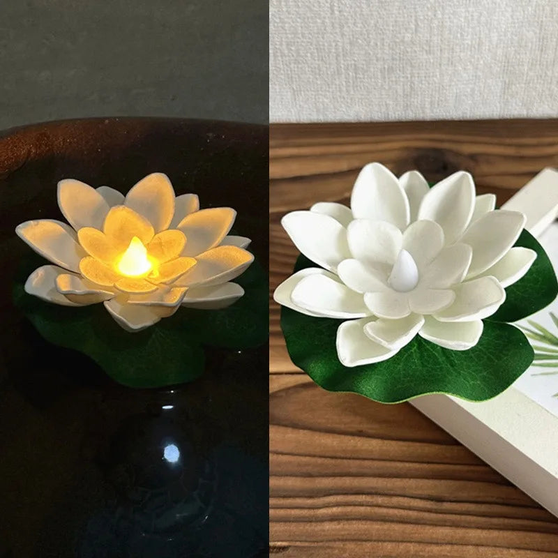 Floating Lotus Lamp LUMILYA | LED Water Sensor | Warm White Light | For Pond, Garden & Parties