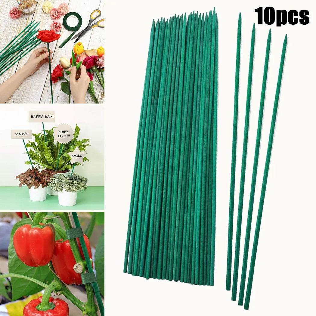 GreenCore Garden Pflanzstäbe 40 cm | 10er Set Bambus | Grün | Pflanzenstütze