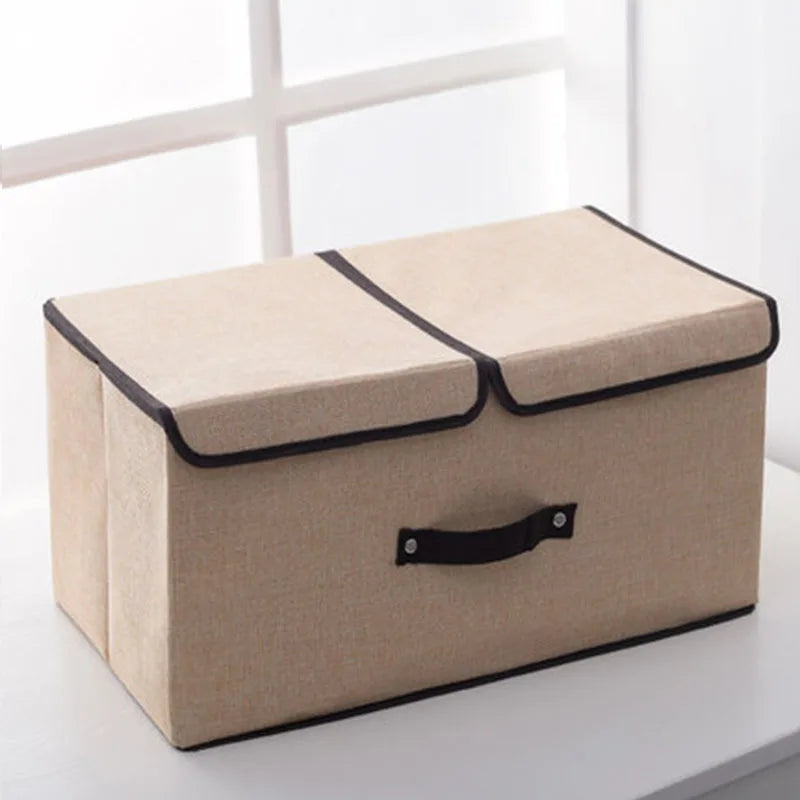 CottonNest Faltbare Aufbewahrungsbox aus Baumwolle | Doppel-Deckel Organizer | Kleidung & Unterwäsche Aufbewahrung