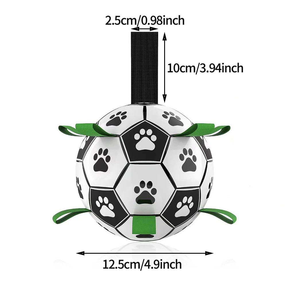 PawBall Pro Hunde Fußball Spielzeug | Interaktiver Trainingsball mit Zugschlaufen | Für große Hunde | Outdoor Apport & Training | PawBall Pro
