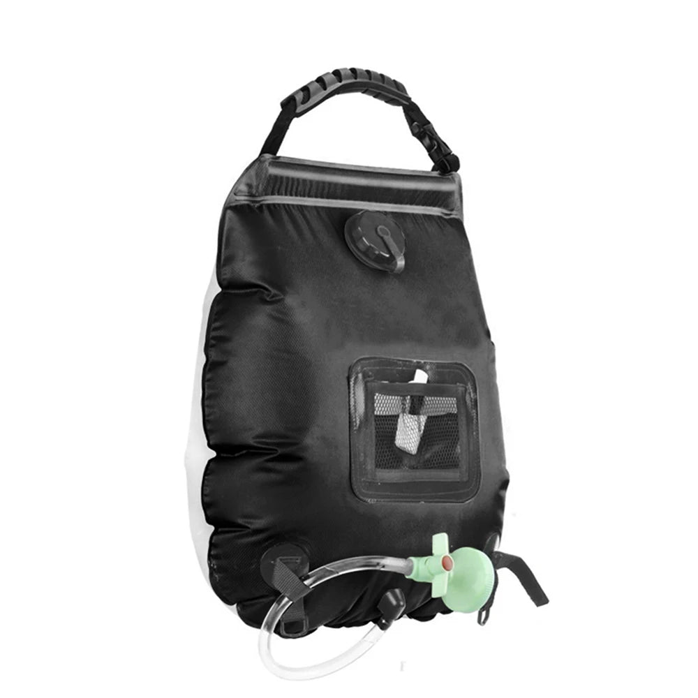 SunVareo Solar Duschbeutel 20L | Tragbare Campingdusche | Solar beheizt | Abnehmbarer Schlauch