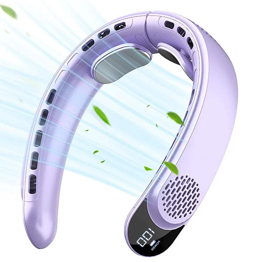 Aervyra Nackenventilator | 4-Turbo Luftstrom | 4000mAh Akku | Bladeless Tragbarer Ventilator mit LED-Display
