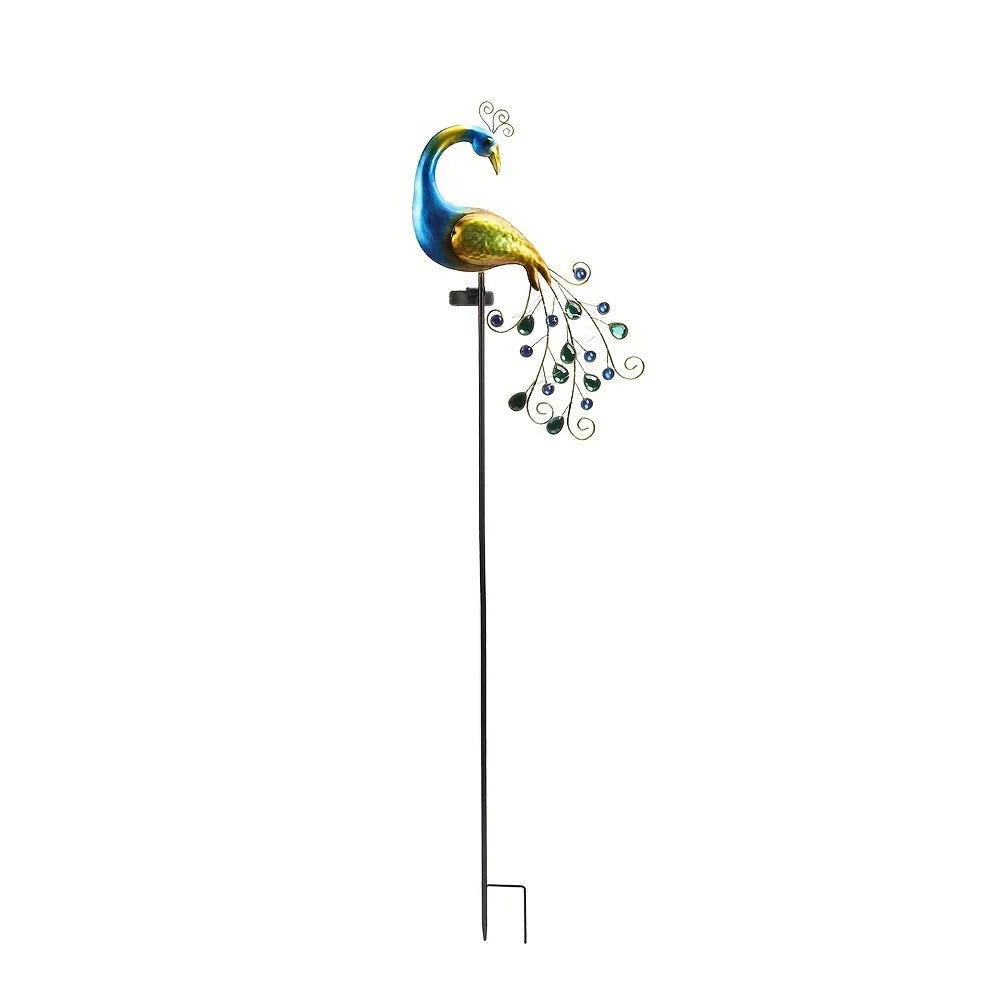 Solavira Solar Gartenfigur Pfau 75 cm | Metall Skulptur mit LED | Wasserdicht IP65 | Garten Deko