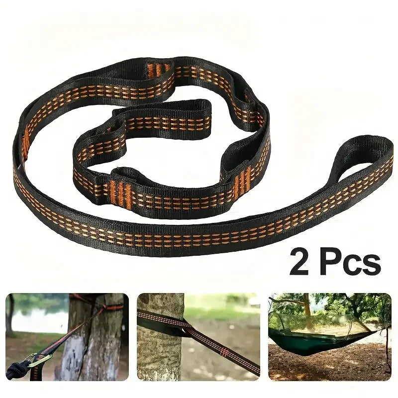 Hängkraft Hängematten Befestigungsset | 600 lbs Tragkraft | Polyester Gurte mit 5 Ringen | 2er Set