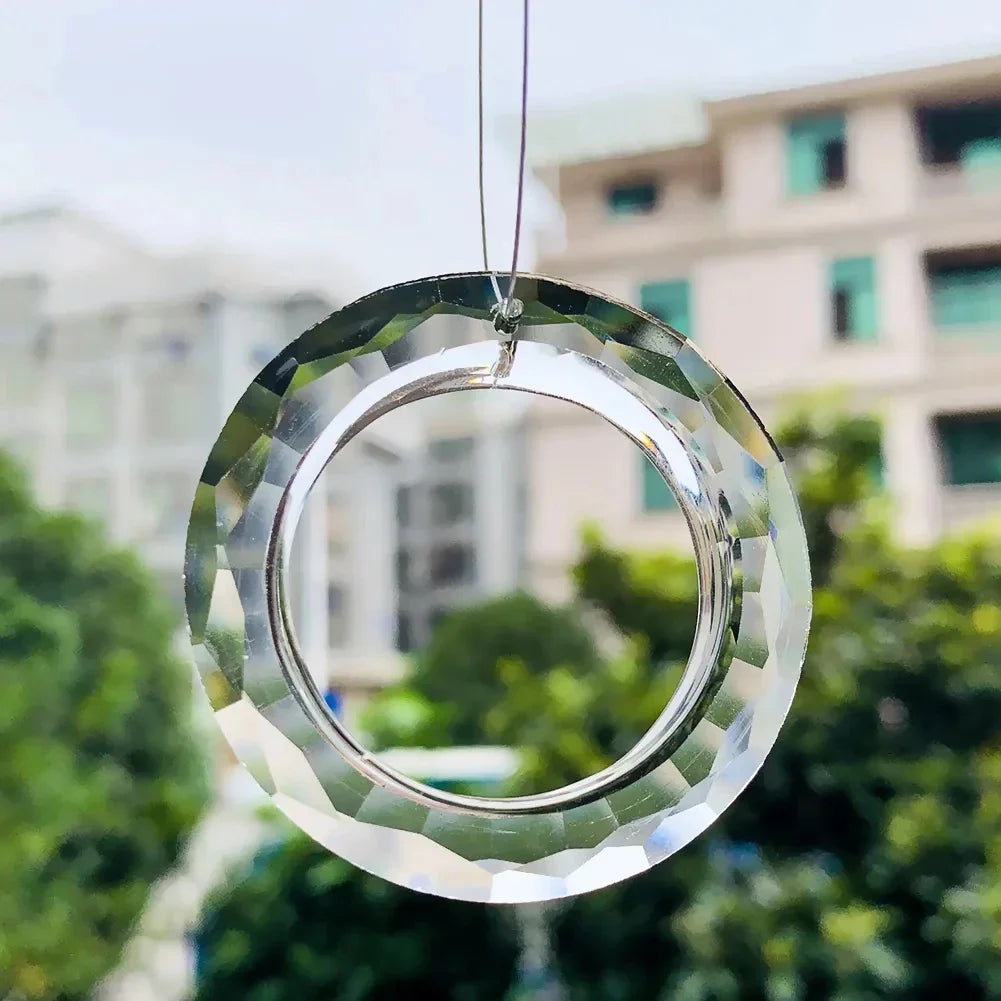Crystal Suncatcher LumiRing 50 | Ø 50 cm | Glass Prism for Windows, Garden & Decoration | Rainbow Catcher for Light Effects