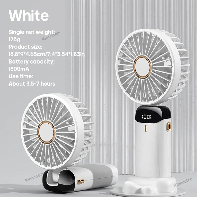 AERIONIQ 3-in-1 Mini Fan | LED Display | 5 Levels | Battery with Powerbank Function | Portable & Standable
