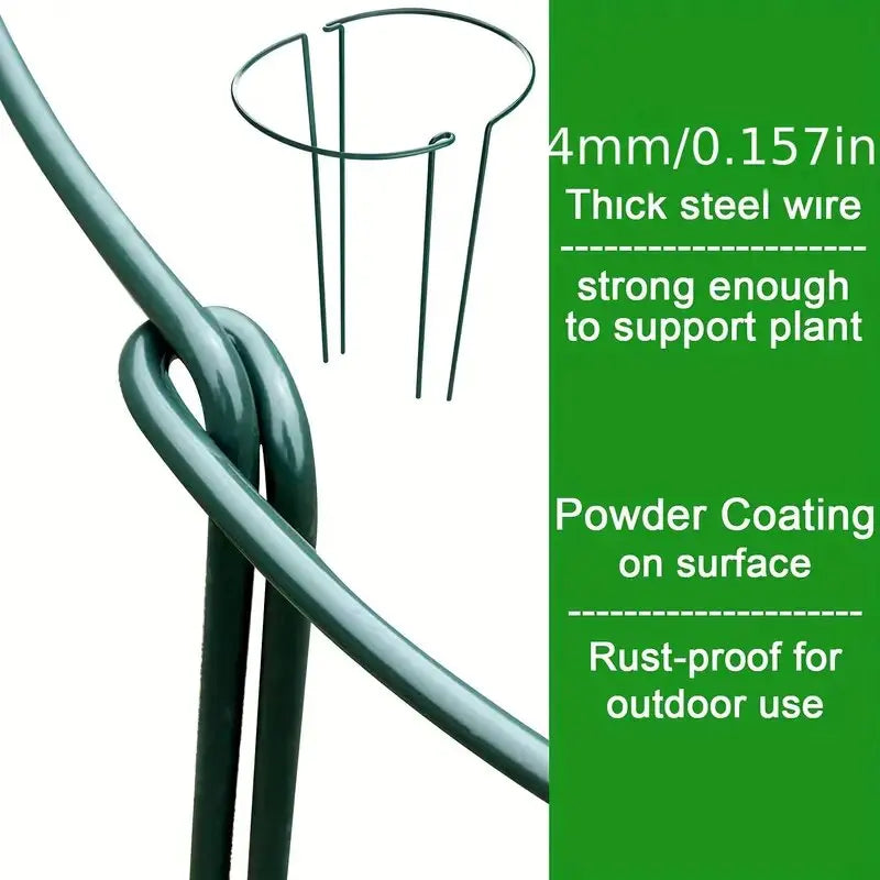 Verdexa | 6er Set Halbkreis-Pflanzenstützen aus Metall | Flexible Pflanzenhalter für Pfingstrosen, Tomaten & Blumen