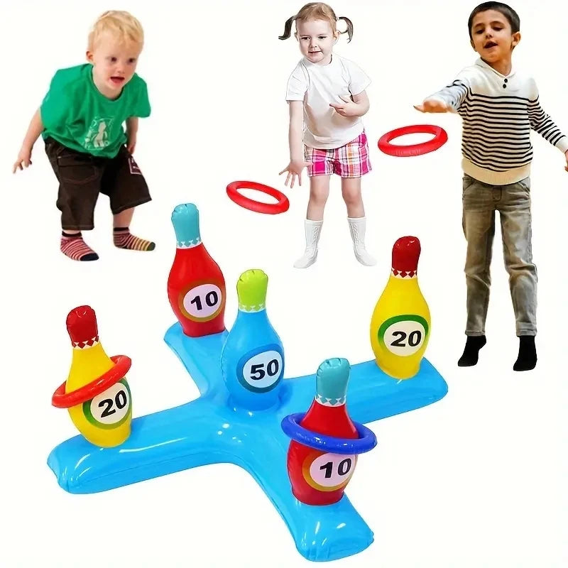 AquaStrike Aufblasbares Bowling Wurfspiel | Wasser Spielset für Kinder & Familie | Leicht & Tragbar