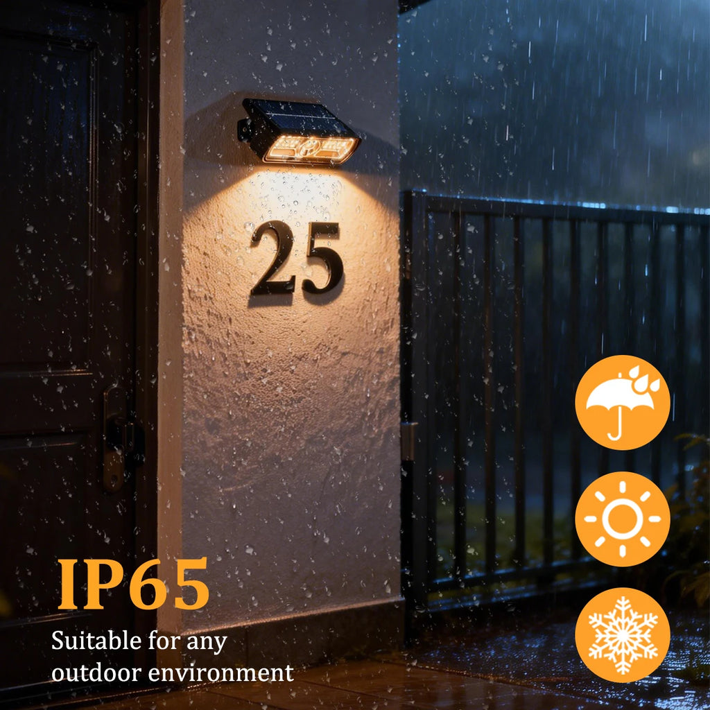 Luminaro | Solar-Hausnummernleuchte | 28 Warmweiße LEDs | Wasserdichte Garten-Wandleuchte 800 lm