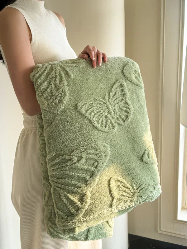 Fleurière Flannel Blanket | 3D Butterfly Design | Soft & Warm | For Bed, Sofa & Camping
