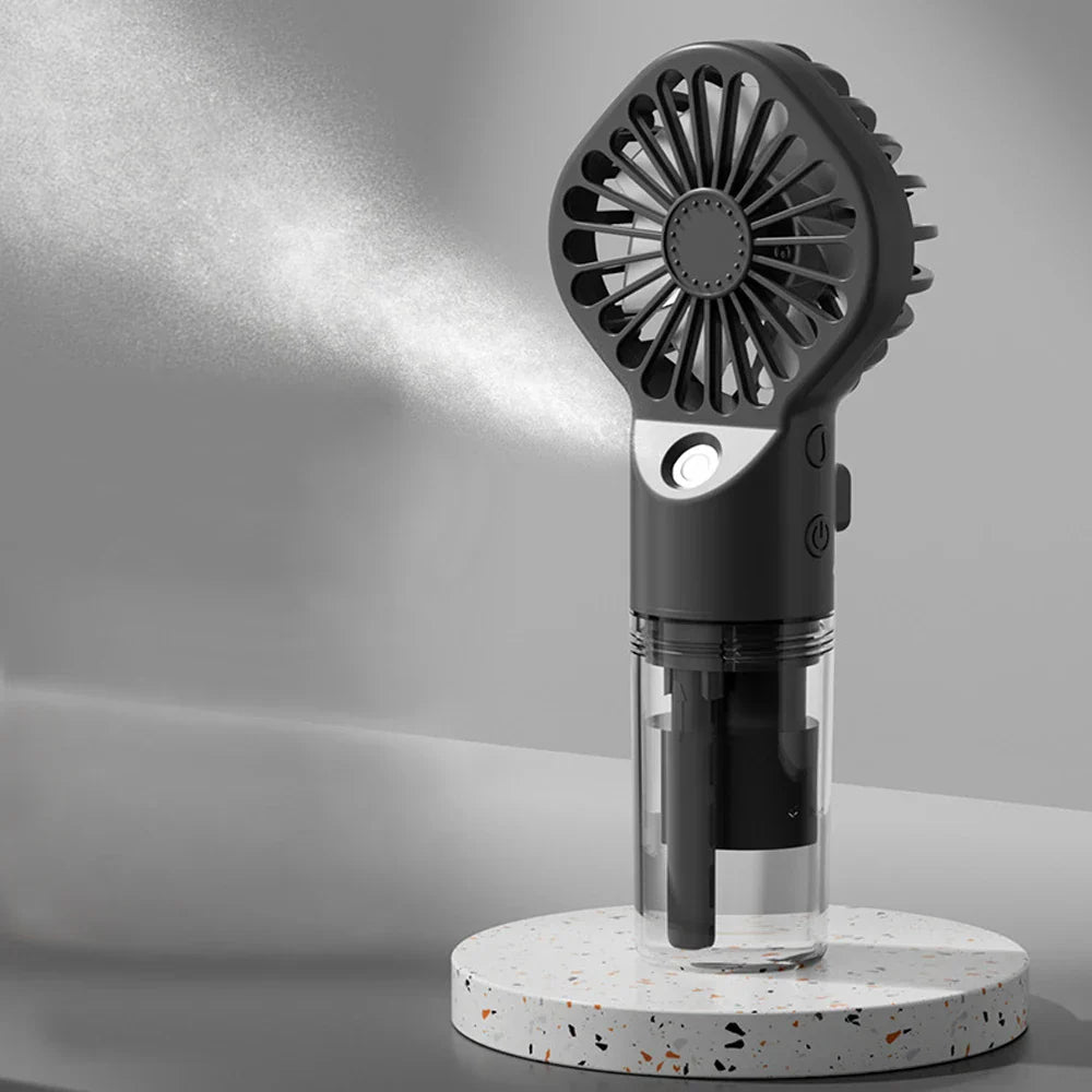 Brisella Air Mini Hand Fan with Air Humidifier | 4-Level Spray Function | USB Rechargeable | Portable & Quiet