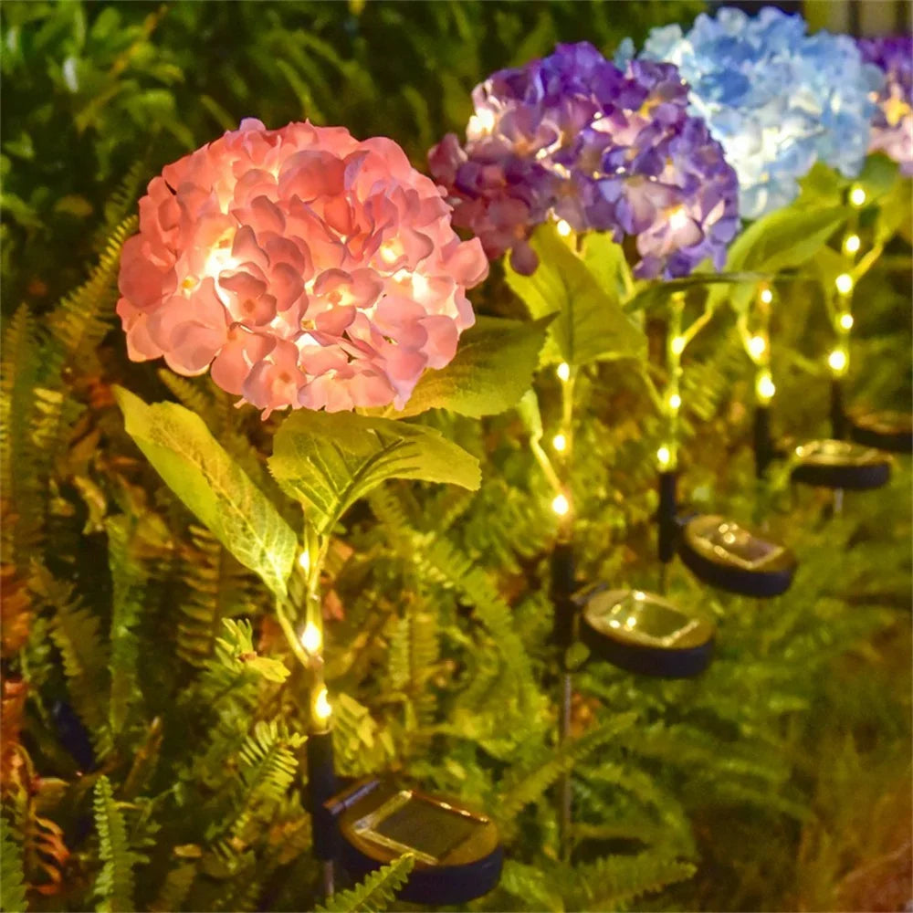 Floravelle Glow Solar Gartenleuchte Hortensie | LED Blumenstecker | IP65 Wasserdicht | Outdoor