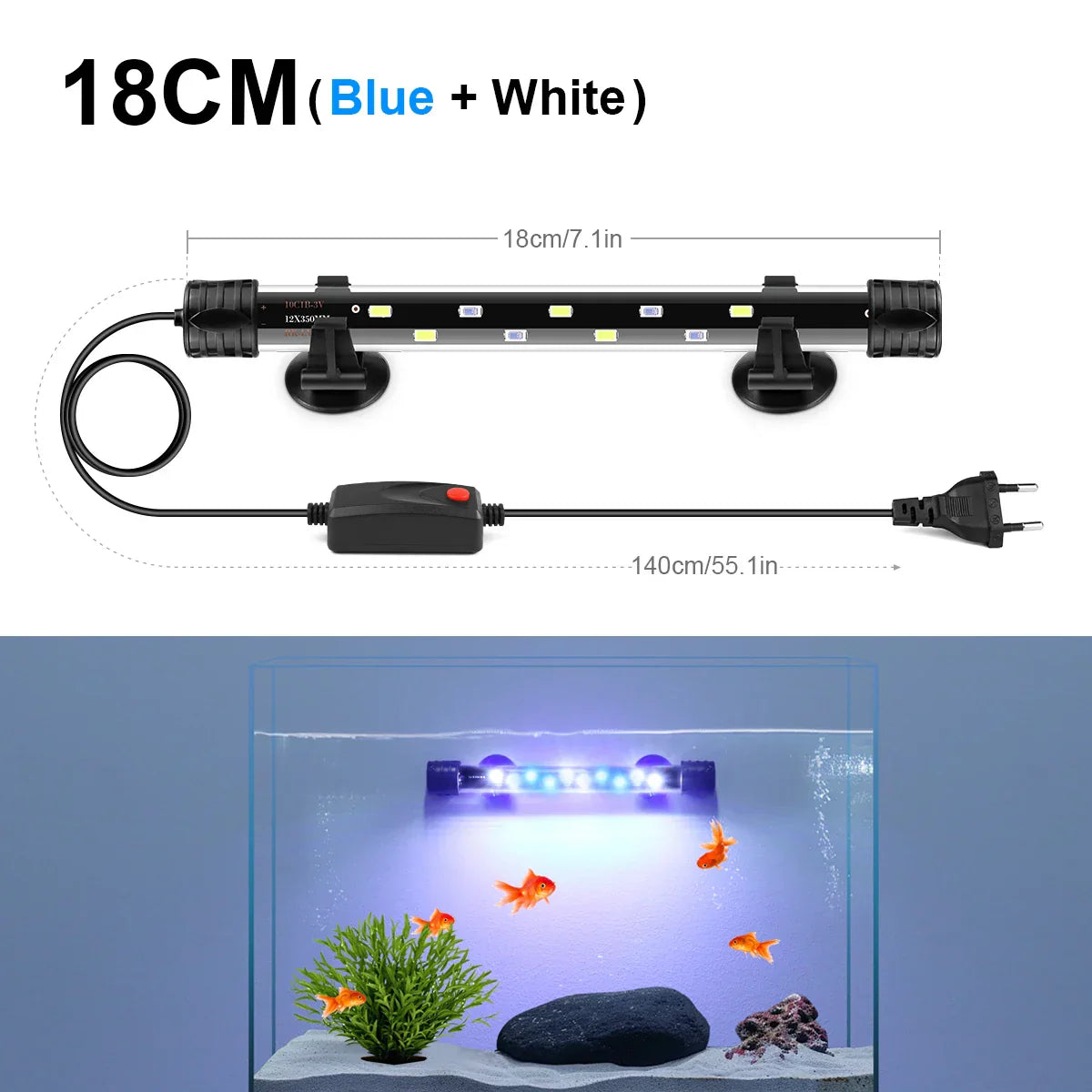 Aquanova LED Aquarium Lamp | Waterproof & Submersible | Plant Growth & Fish Colors | 18–58 cm